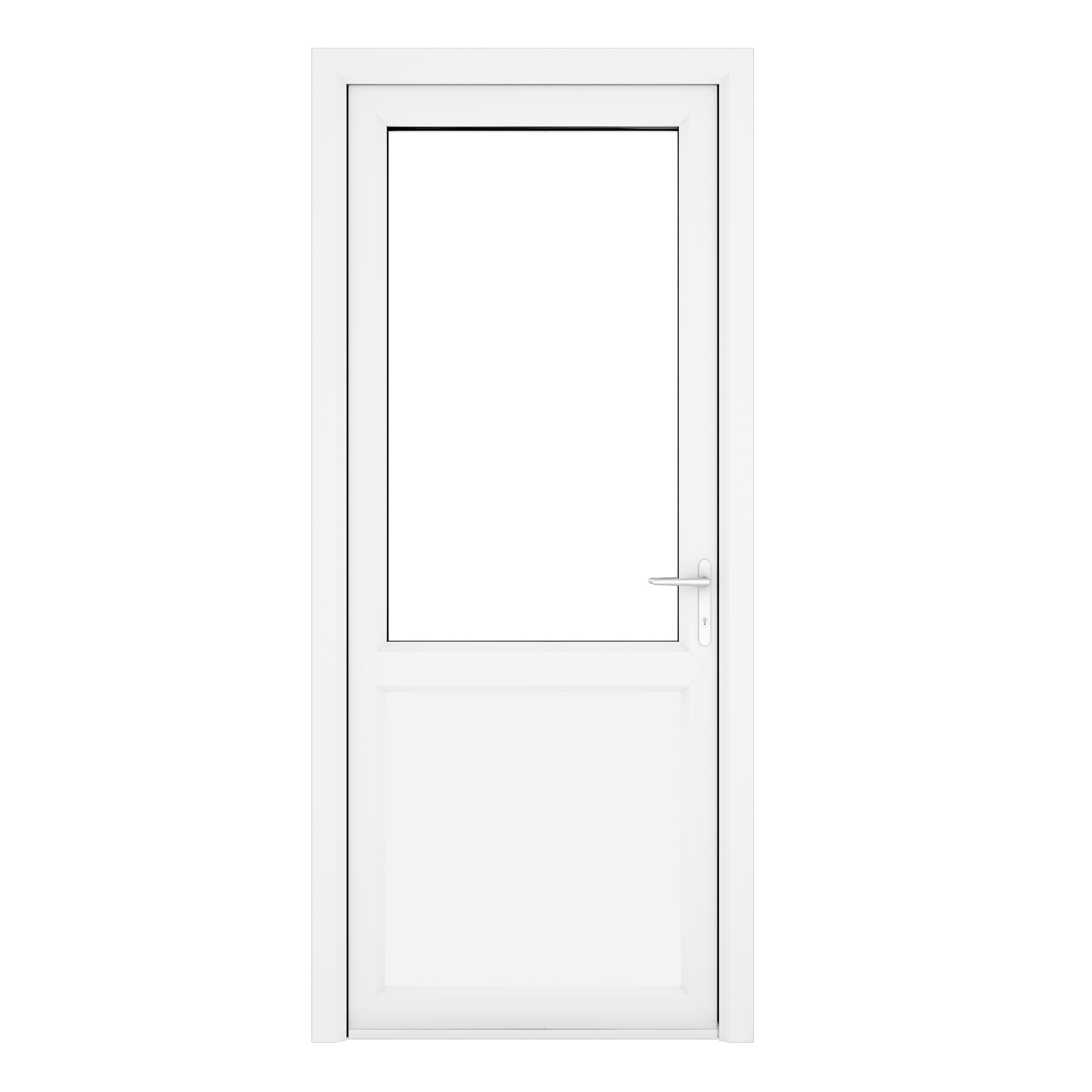 Crystal uPVC  White Clear Single Door Half Glass Half panel Left hand Open In 840mm x 2090mm Clear Glazing