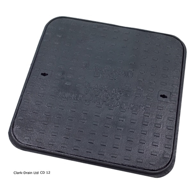 Clark Drain 600x600mm A15 Solid Top Grey Iron Cover & Frame - Black