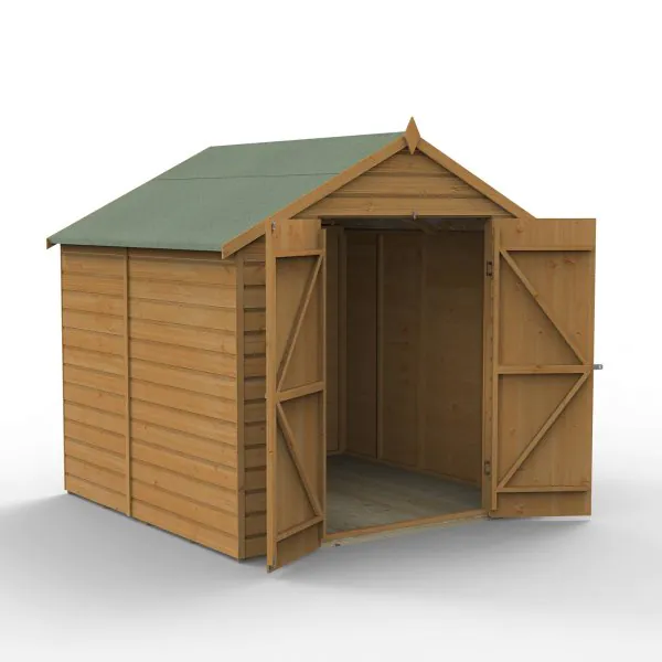 Forest Garden DTS Shiplap Dip Treated 7x7 Apex Shed - No Window, Double Door 