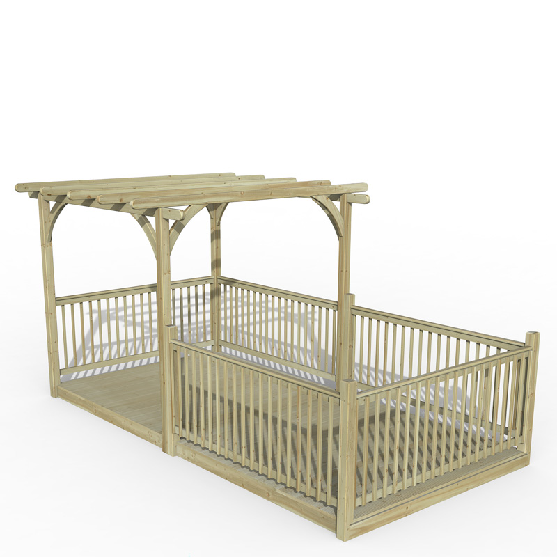 Forest Garden DTS Ultmia Pergola and Decking kit 4.8m with 5 x Balustrade 