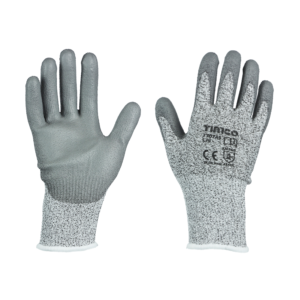 TIMco High Cut Gloves - PU Coated HPPE Fibre with Glass Fibre - Extra Large