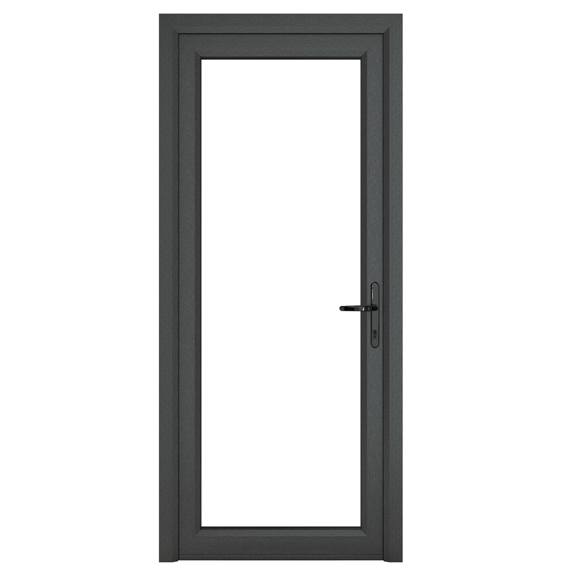 Crystal uPVC  Grey 7016 external White Internal Clear Single Door Full Glass Left hand Open In 840mm x 2090mm Clear Glazing