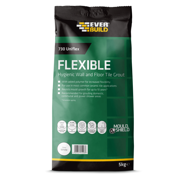 Everbuild 730 Universal Flexible Hygenic Wall & Floor Tile Grout - Grey - 5kg
