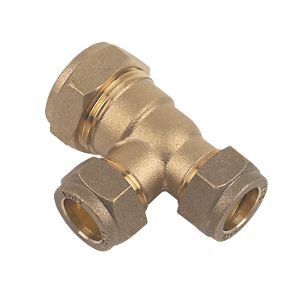 22mm Brass Compression Reducing Tee 22mm x 15mm x 15mm