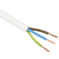 Pre-Cut Cable  - 2.5mm Three Core Round Heat-Resistant Flex (3093Y) - White - 5m