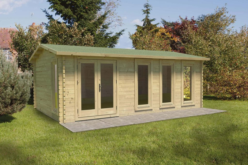 Forest Garden DTS Blakedown 6.0m x 4.0m Log Cabin - Apex Roof, Double Glazed Felt Shingles, plus Underlay 