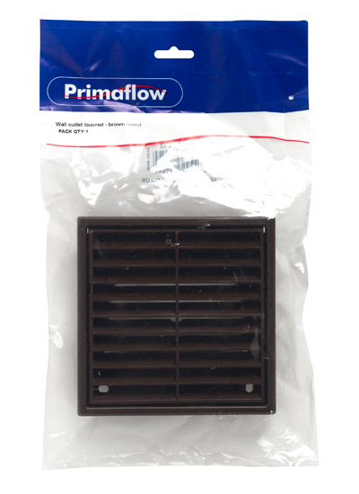 Pre-Packed Wall outlet vent louvred - brown round
