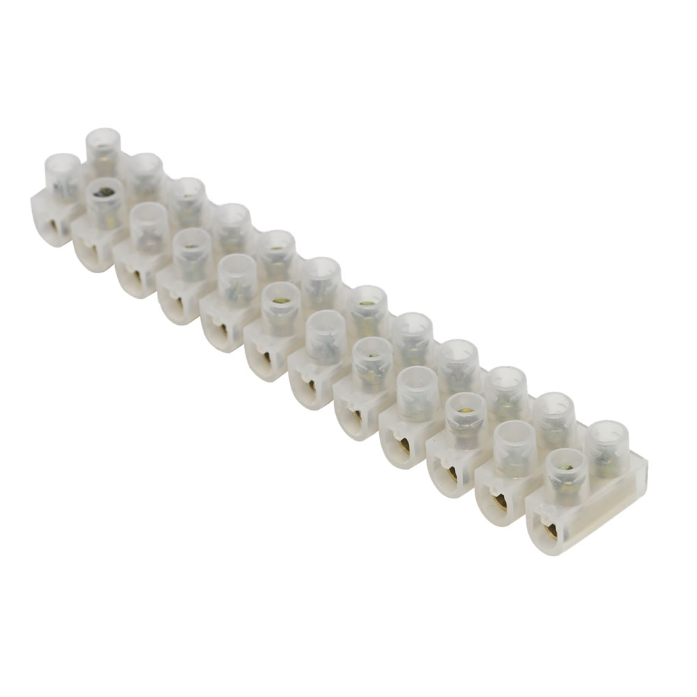 5A 12-Way Clear Polethylene Terminal Connector Strip Blocks (Pack of 10)