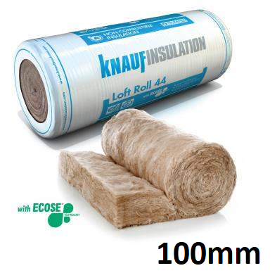 100mm Knauf Loft Roll Glass Mineral Wool 44 Insulation (13.89m2)