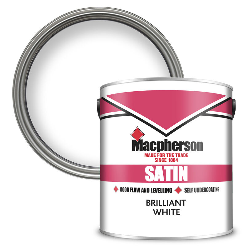 Macpherson Satin Finish Paint (Solvent/oil based) - Briliant White - 2.5L