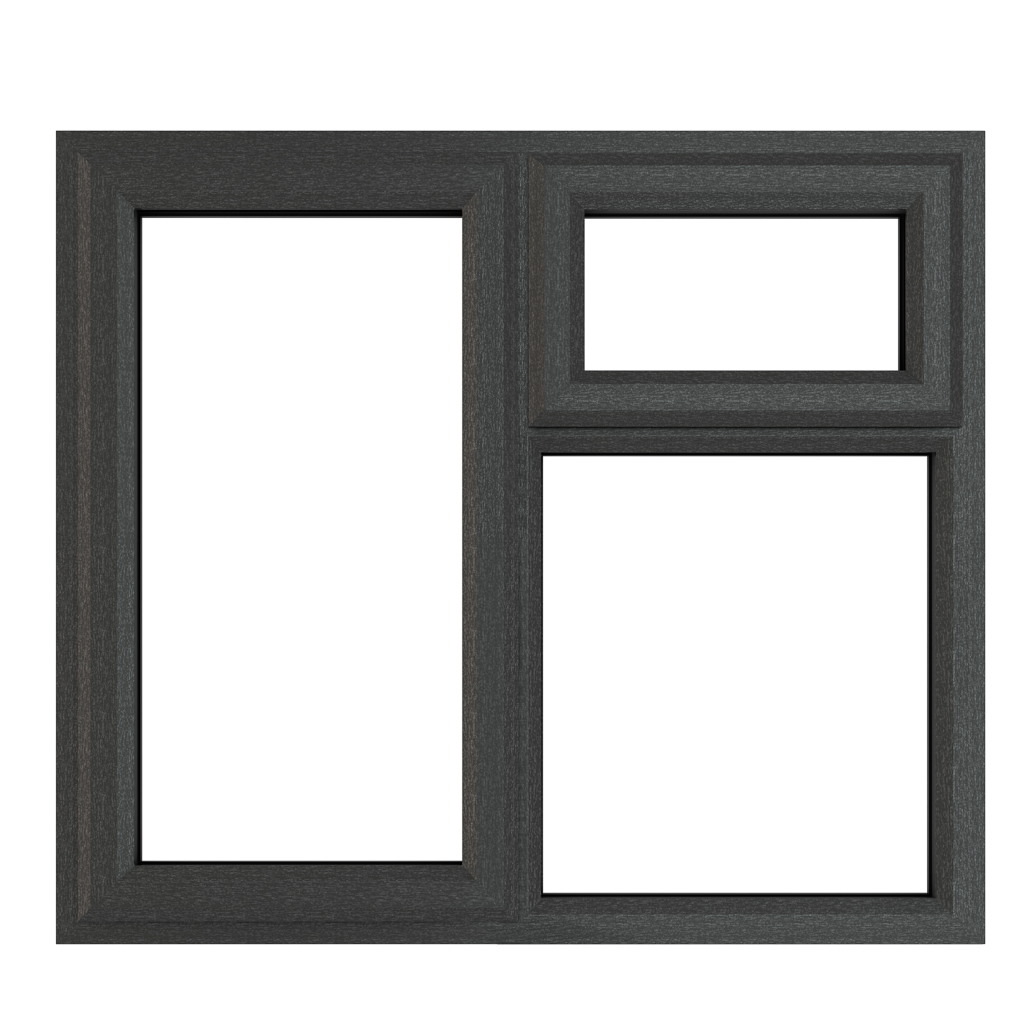 Crystal uPVC Window Grey 7016 external White Internal A Rated Left Hand Side Hung Next to a Top Opener Over a Fixed Light 1190mm x 965mm Clear Glazing