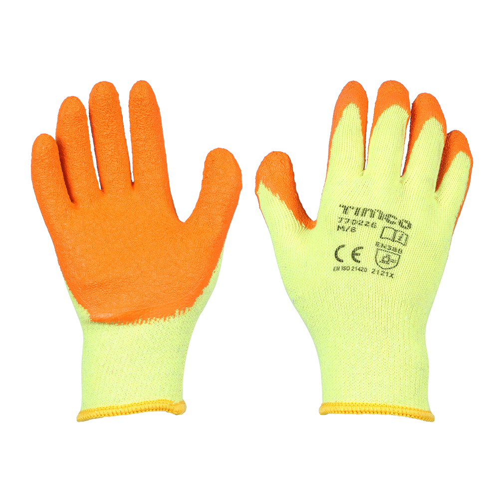 TIMco Eco-Grip Gloves - Orange Crinkle Latex Coated Polycotton - Medium