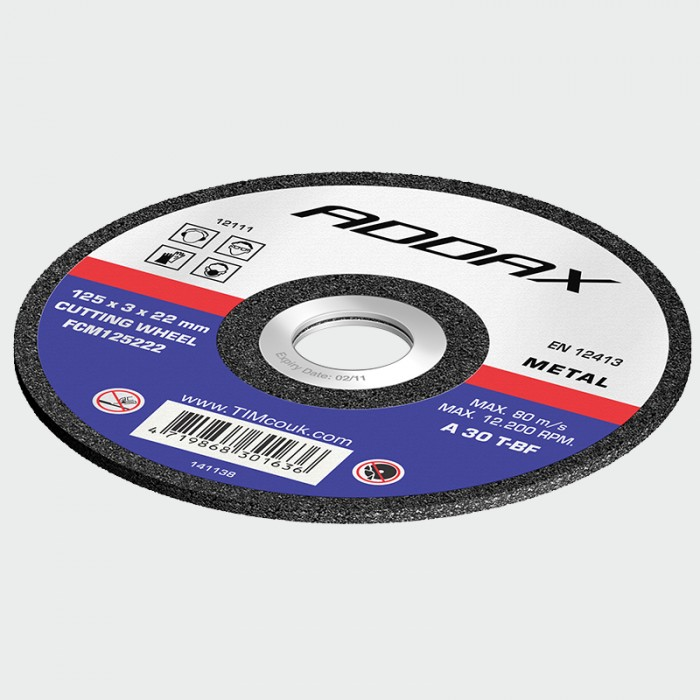 Addax Metal Cutting Flat Abrasive Disc: 115 x 2.5 x 22.2mm