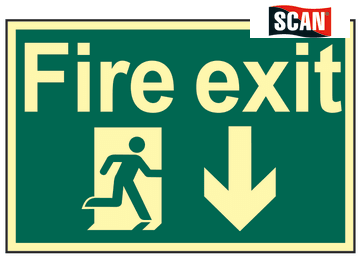 Safety Sign - Fire exit running man arrow down