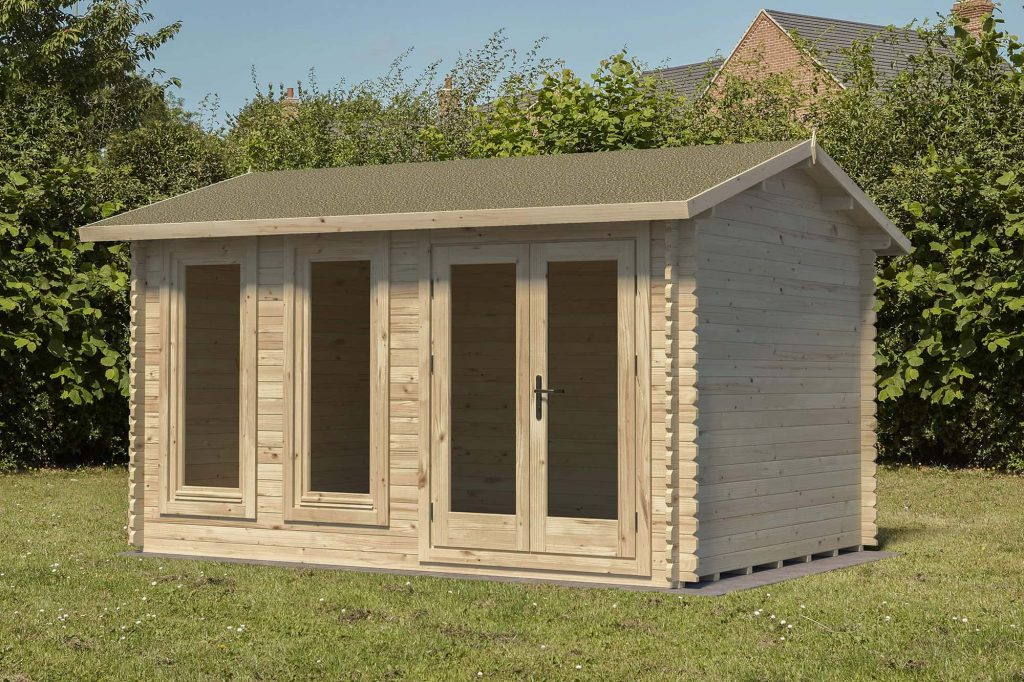 Forest Garden DTS Chiltern 4.0m x 3.0m Log Cabin - Apex Roof, Double Glazed with Felt Shingles and Underlay 