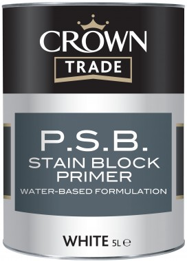 Crown Trade P.S.B Stain Block Primer - White - 1L (Water Based)