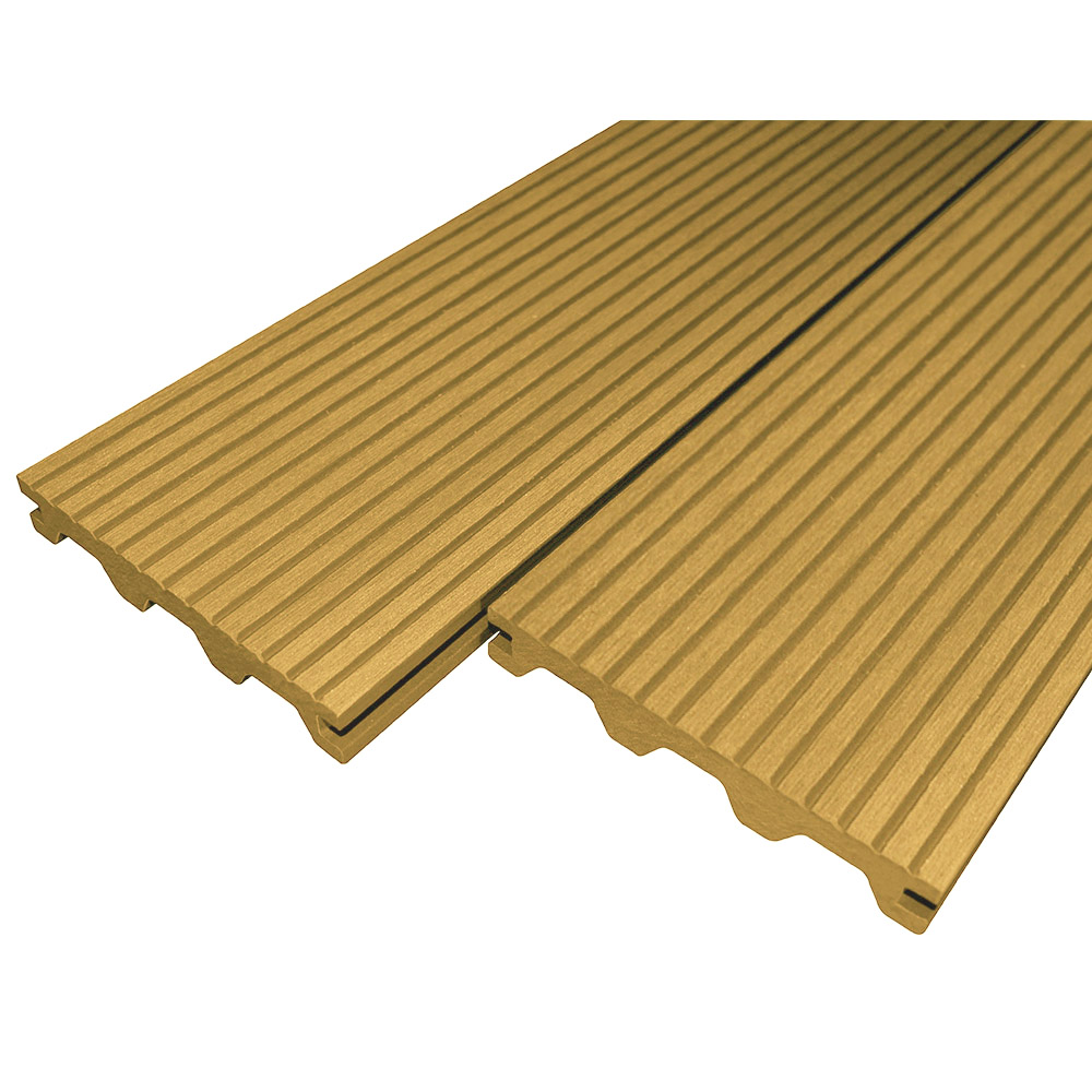 BuildDeck VICTORIA Low-Slip Castle Groove Bridge Board Composite Decking - Teak - 135 x 23 x 3600mm (3.6m)