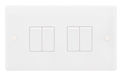 Selectric Smooth 10A Plate Light Switch [X-Rated, ATSA] - 4 Gang, 2 Way