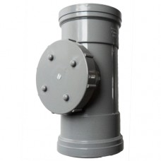 110mm Push Fit Double Socket Access Pipe - Grey