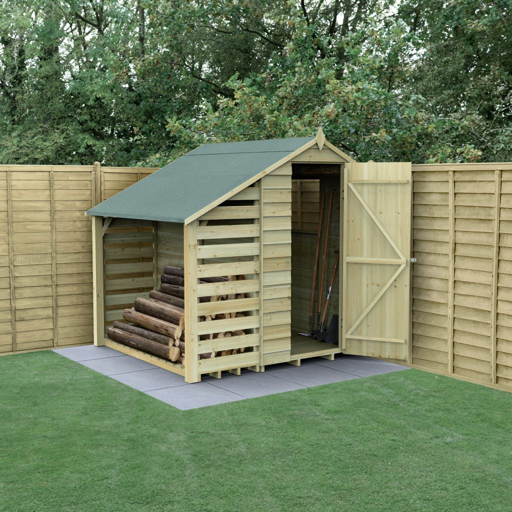 Forest Garden DTS Overlap Pressure Treated 4x6 Apex Shed with Lean To 