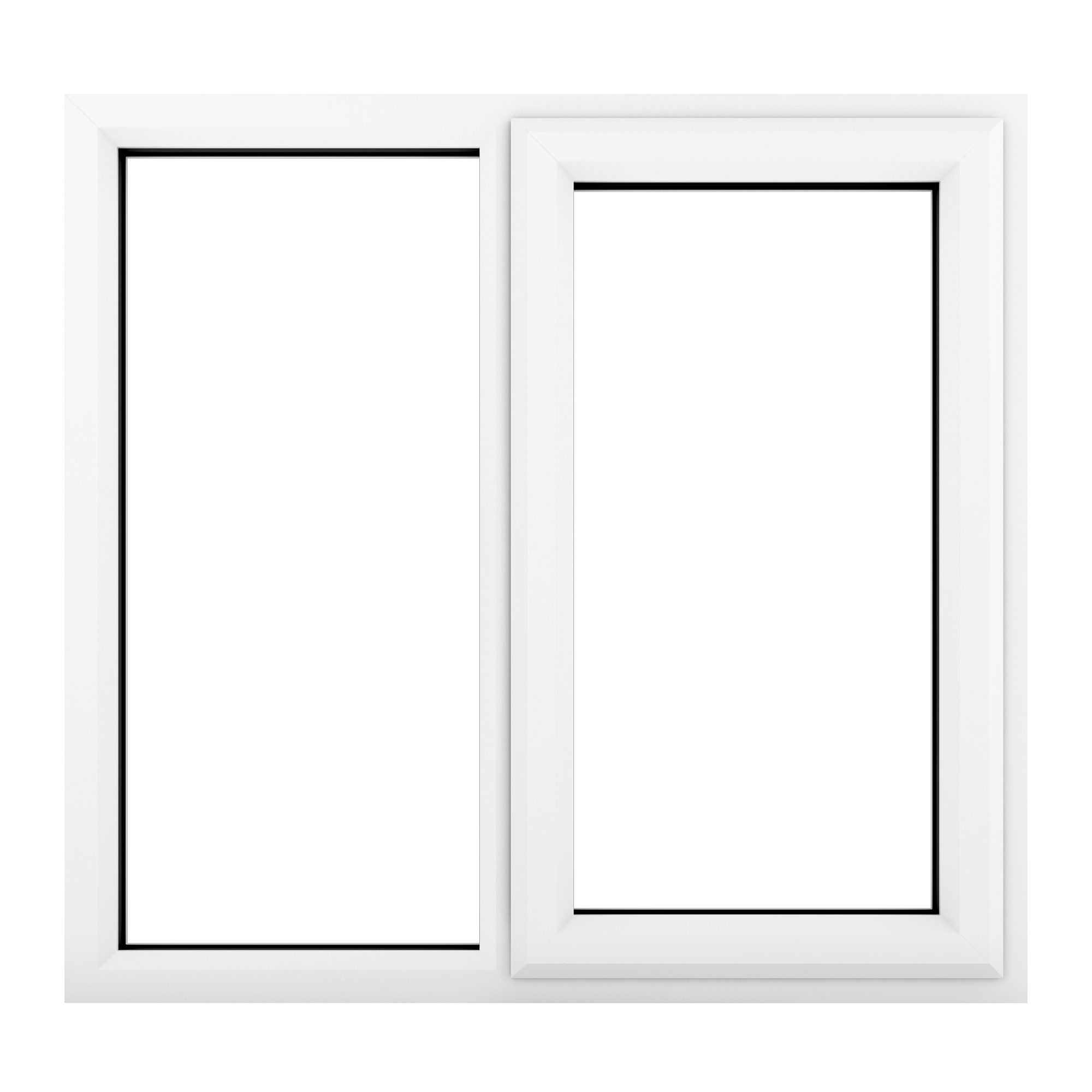 Crystal uPVC Window White A Rated Right Hand Side Hung Next to a Fixed Light 905mm x 965mm Clear Glazing