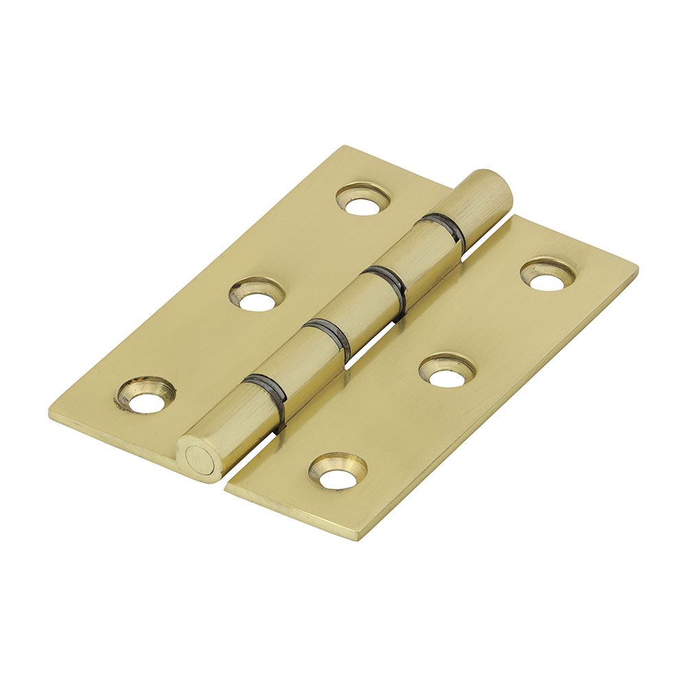 Timco Double Steel Washered Butt Hinge Solid Brass 76 x 50mm - Brass (Pack of 2)