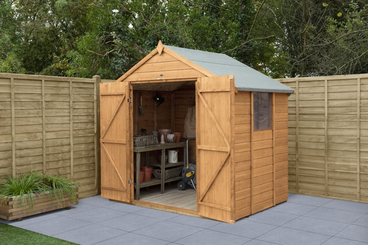 Forest Garden DTS Shiplap Dip Treated 7x5 Apex Shed - Double Door 