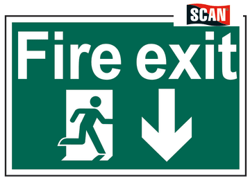 Safety Sign - Fire exit running man arrow down