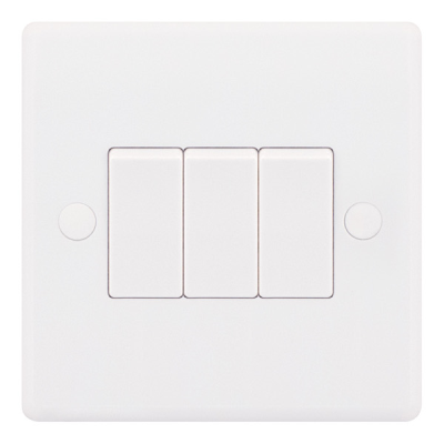 Selectric Smooth 10A Plate Light Switch [X-Rated, ATSA] - 3 Gang, 2 Way