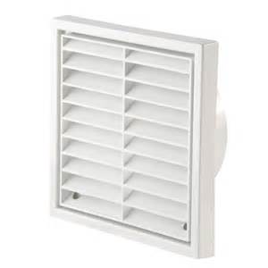 100mm (4") Fixed Louvre Vent (w/ Fly Screen) - White