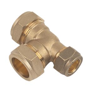22mm Brass Compression Reducing Tee 22mm x 15mm x 22mm