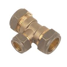 22mm Brass Compression Reducing Tee 22mm x 22mm x 15mm