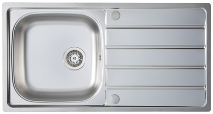 Fresssh Large Single Bowl Kitchen Sink & Drainer 965mm x 500mm x 170mm with Mixer Tap and Waste