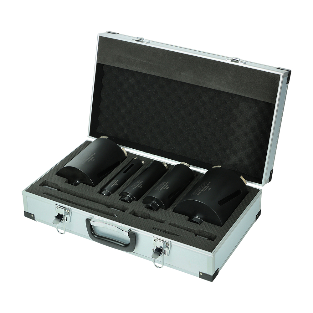 Timco 5 Piece Trade Diamond Core Drill Kit (38mm, 52mm, 65mm, 117mm, 127mm & Arbors/Extensions/Adaptors)