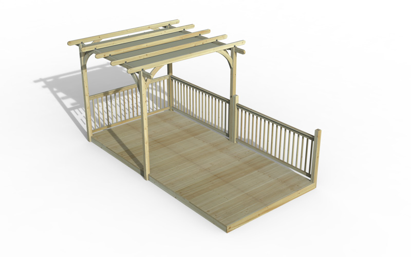 Forest Garden DTS Ultmia Pergola and Decking kit 3 x Balustrade with Canopy 
