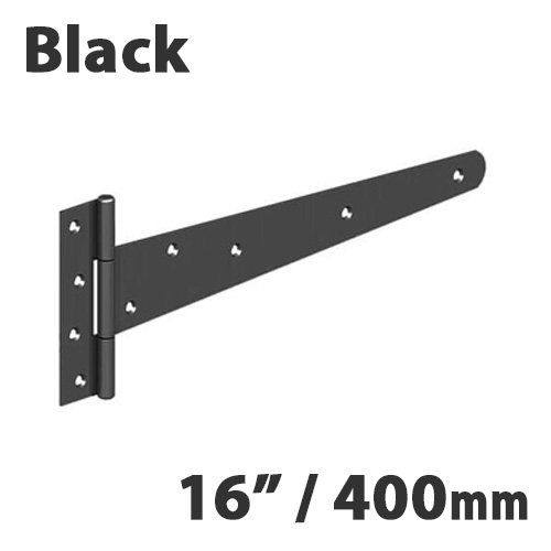 GateMate 400mm (16") Medium Tee Hinges (c/w Screws) - Black