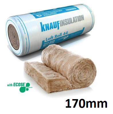 170mm Knauf Loft Roll Glass Mineral Wool 44 Insulation (8.01m2)