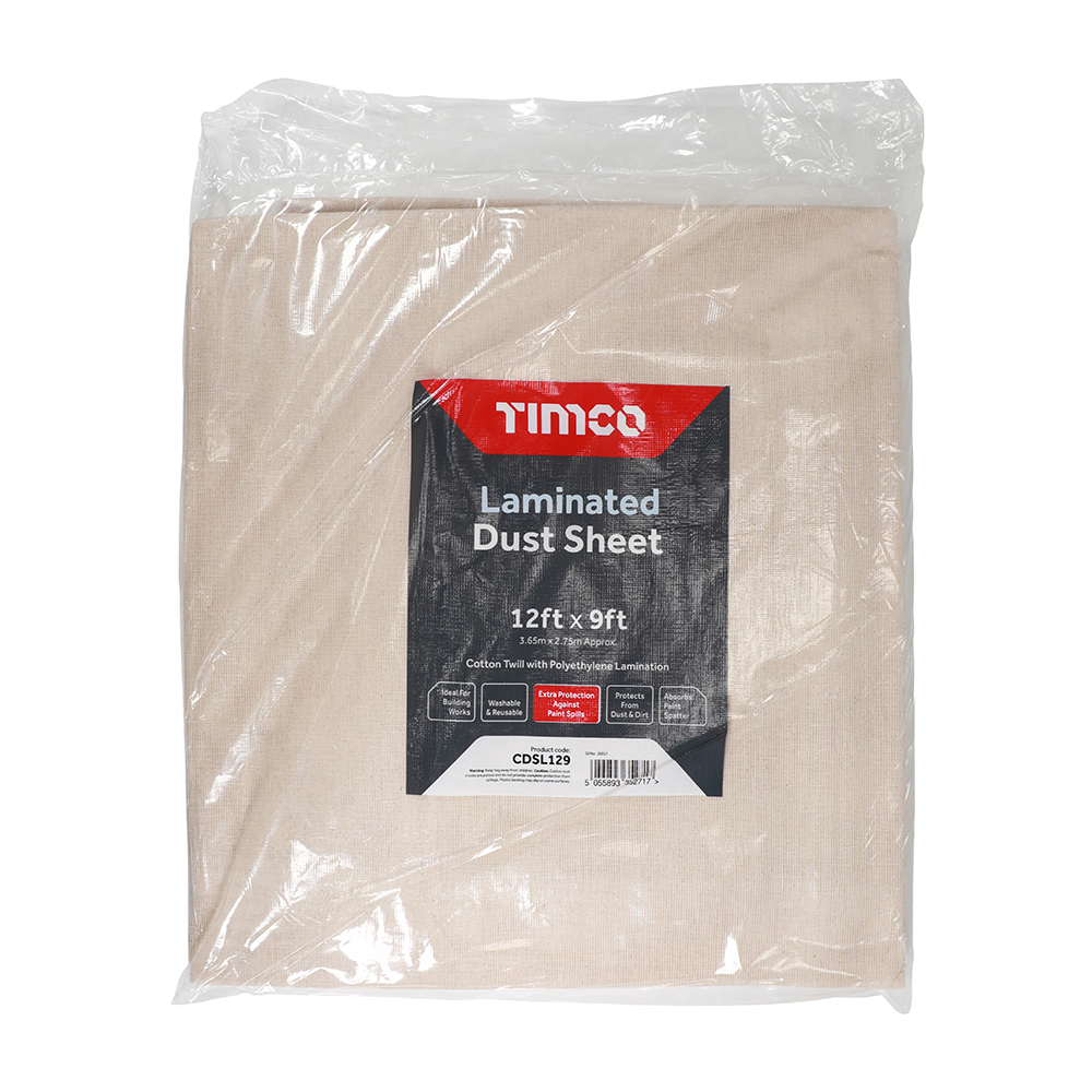TIMCO Laminated Cotton Twill Dust Sheet - 12ft x 9ft