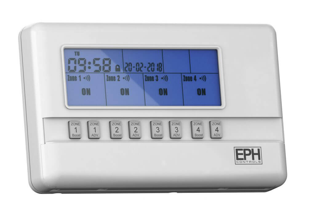 EPH 4 Zone Wireless RF Enabled Programmer, 7 Day, 5 / 2 Day or 24 Hour (c/w 230Vac contacts)