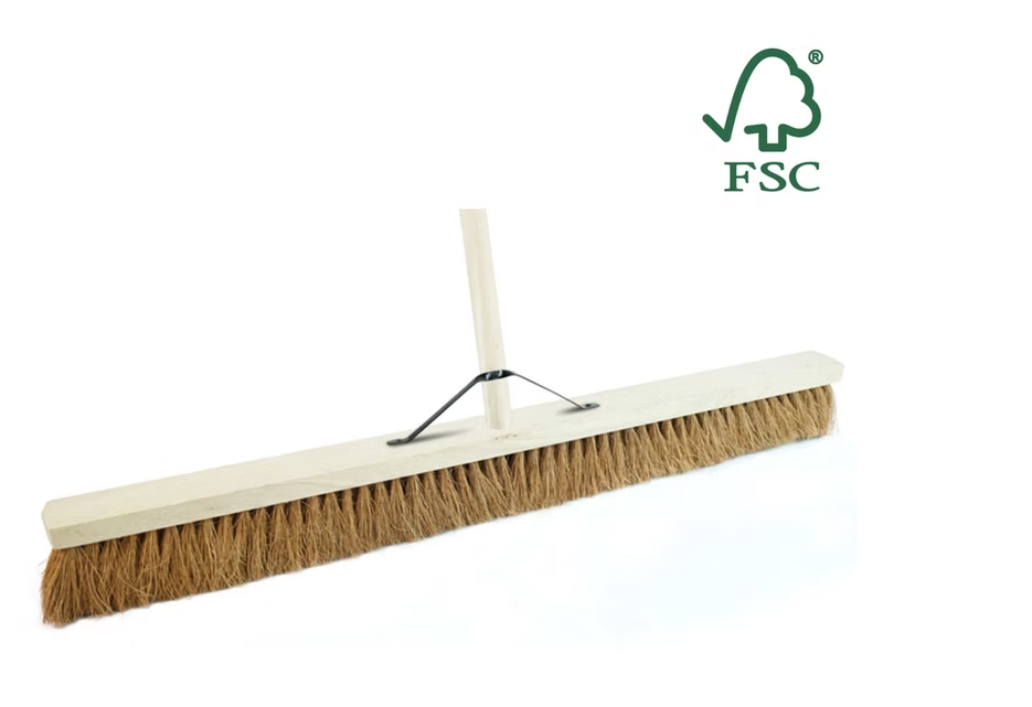 Brushware 36" (900mm) Natural Soft Coco Head Broom c/w 1400mm Handle & Stay