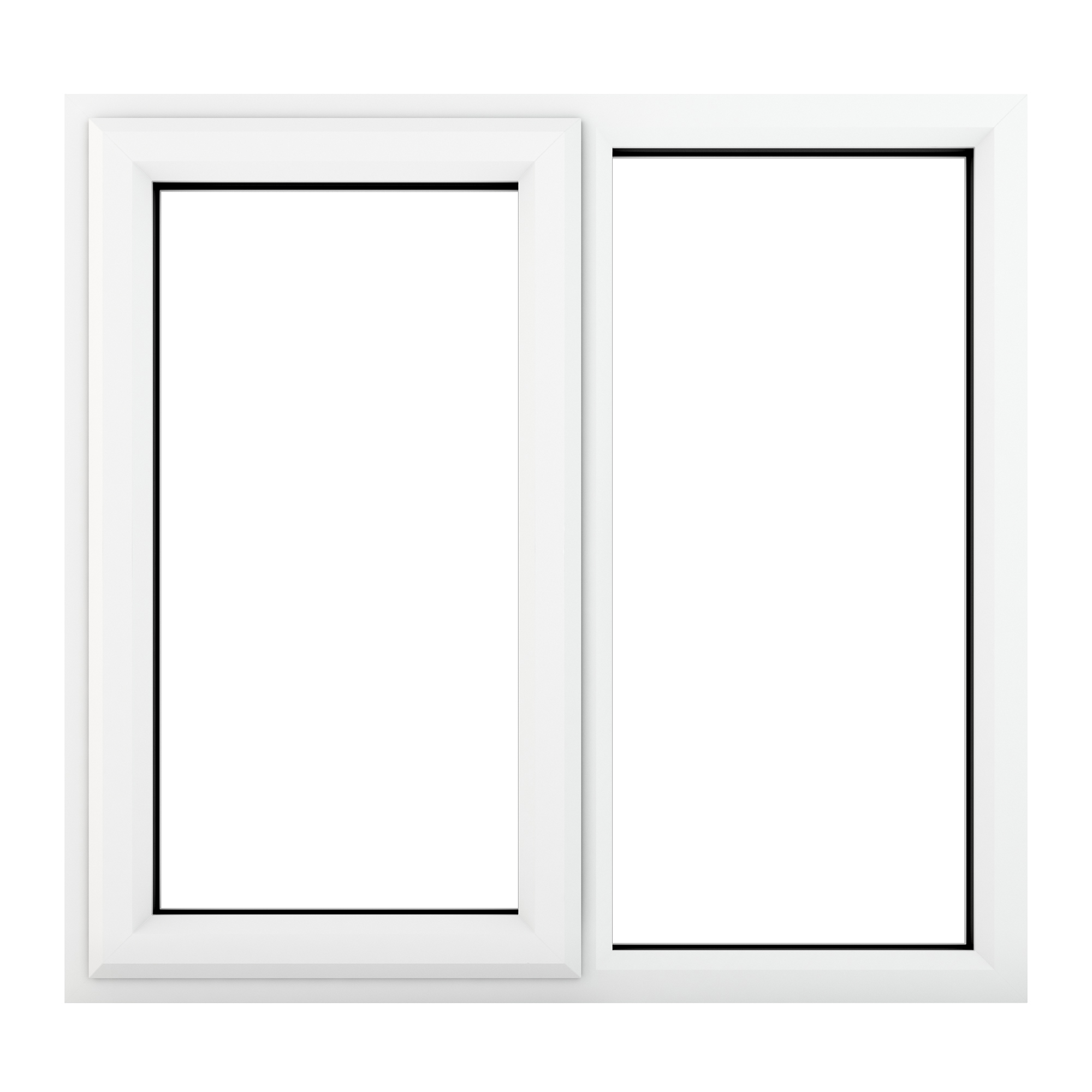 Crystal uPVC Window White A Rated Left Hand Side Hung Next to a Fixed Light 905mm x 965mm Clear Glazing