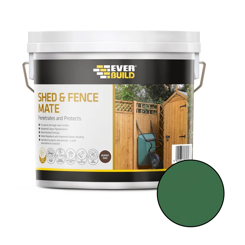 Everbuild Shed & Fence Paint/Wood Stain - 5L - Holly Green