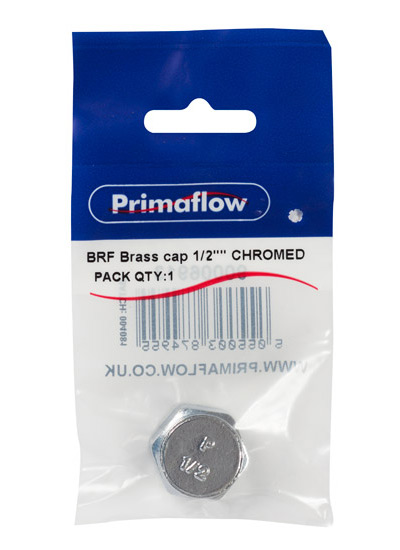 Pre-Packed BRF Brass Cap 1/2" CHROMED (Pack of 1)