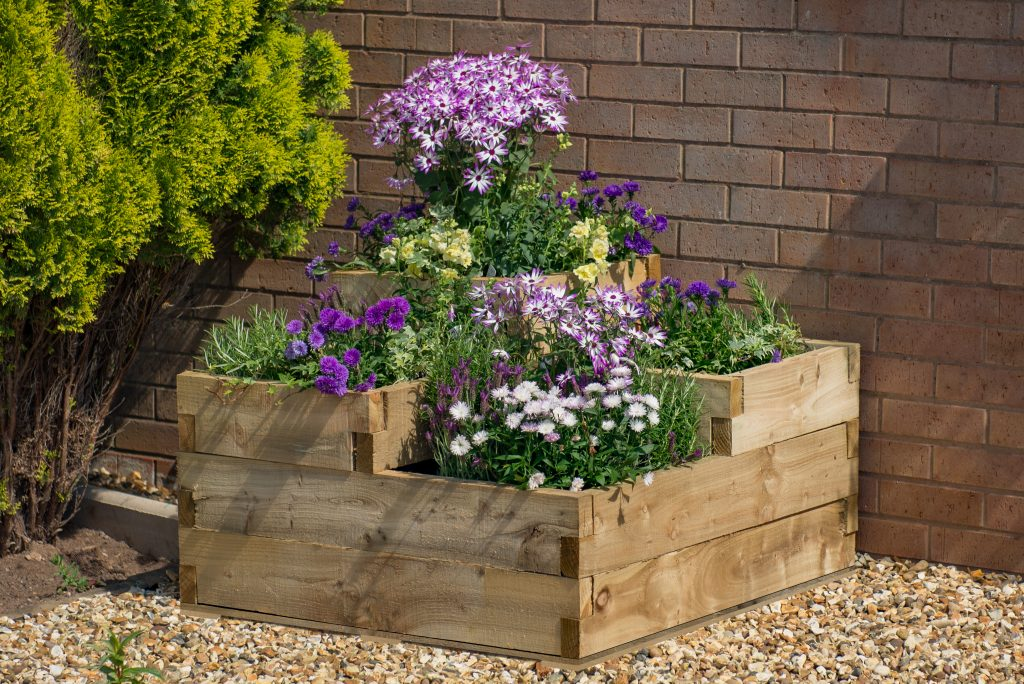 Forest Garden DTS Caledonian Tiered Raised Bed - with Base - 90 x 90cm