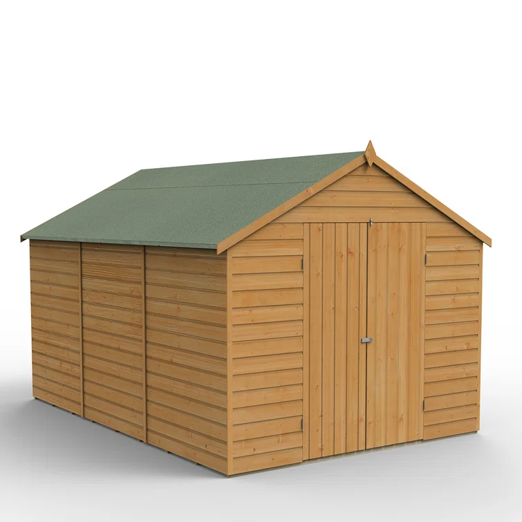 Forest Garden DTS Shiplap Dip Treated 8x12 Apex Shed - No Window, Double Door 