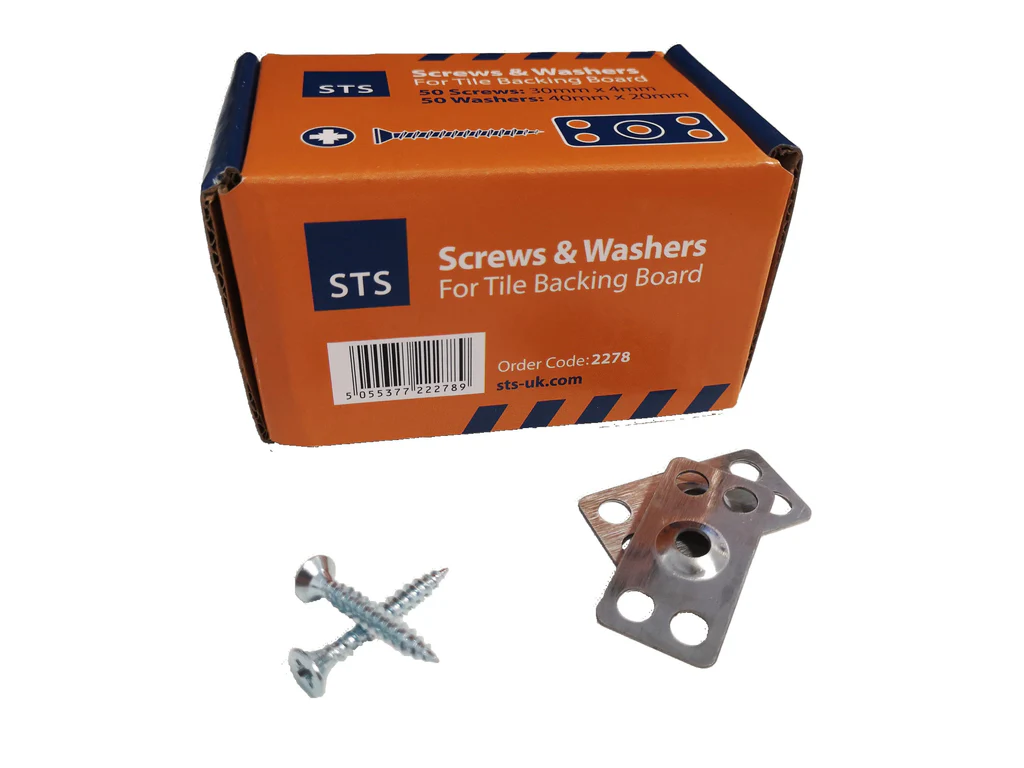 STS Screws & Washers for Tile Backing Board (Box of 50, 30mm screws + washers)