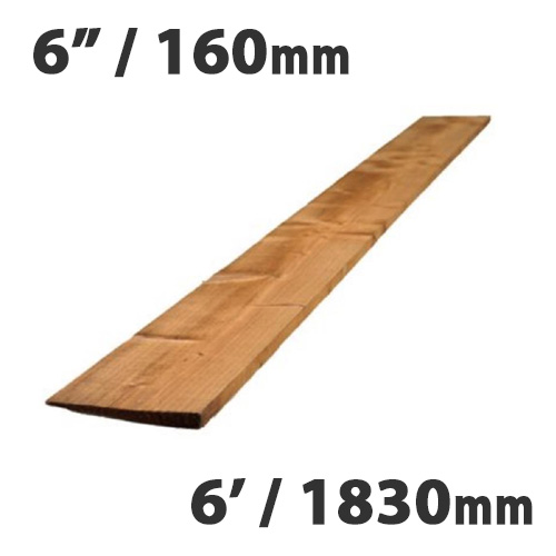 22mm x 150mm (6") Featheredge Brown Treated Fencing Boards - 1.83m (6')