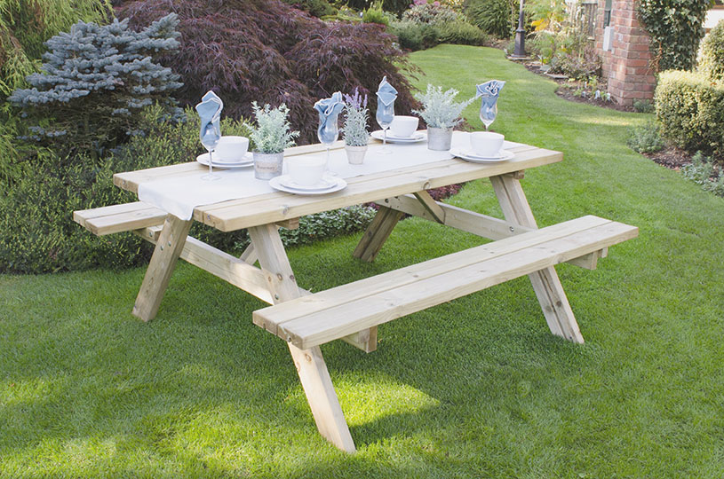 Forest Garden DTS Rectangular Picnic Table - Large (Home Delivered)