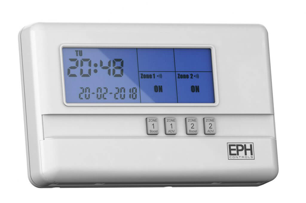 EPH 2 Zone Wireless RF Enabled Programmer, 7 Day, 5 / 2 Day or 24 Hour (c/w 230Vac contacts)