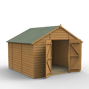 Forest Garden DTS Shiplap Dip Treated 10x10 Apex Shed - No Window, Double Door 